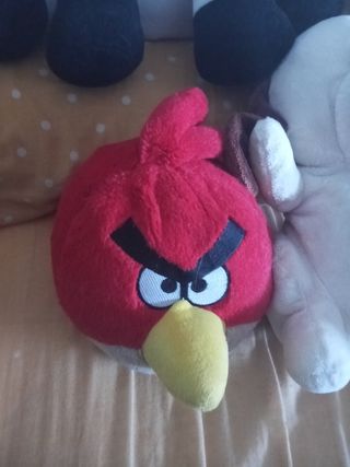 Lote 4 peluches: vaca, conejo, perro, pajaro
