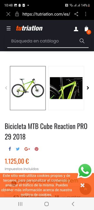 BICICLETA MTB  CUBE 
