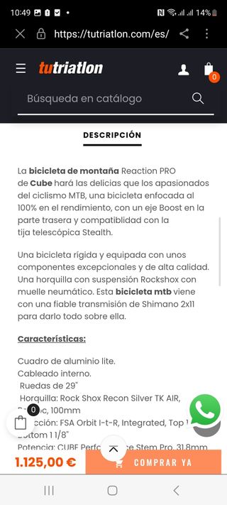 BICICLETA MTB  CUBE 
