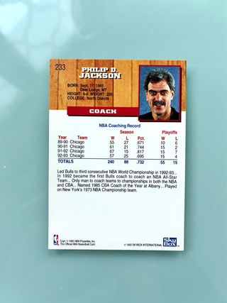 Carta NBA Phil Jackson - Bulls, #233 Hoops 93-94