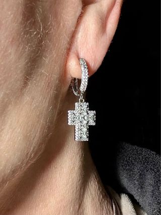 Pendientes de cruz  Drippy Plata Zirconitas