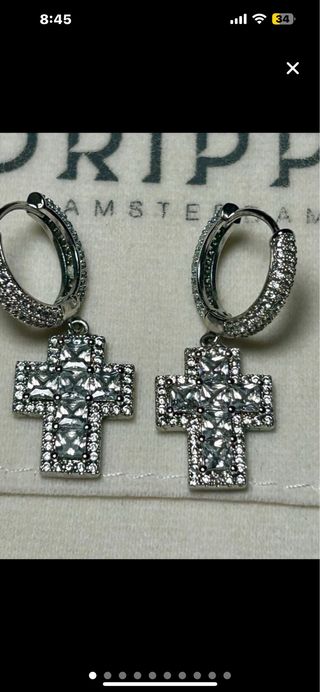 Pendientes de cruz  Drippy Plata Zirconitas