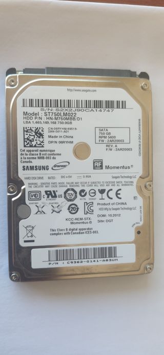 Disco Duro Seagate 750GB