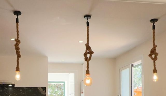 3 Lámparas colgantes de cuerda