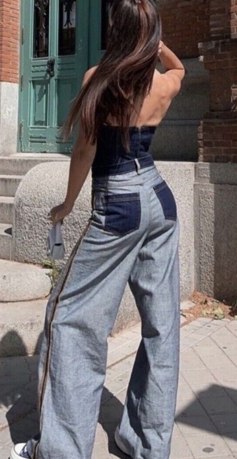 Jeans Zara a contrasto blu tg. 40