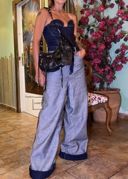 Jeans Zara a contrasto blu tg. 40