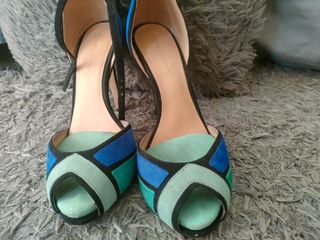 Sandalias tacón azul-verde