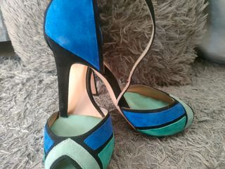 Sandalias tacón azul-verde
