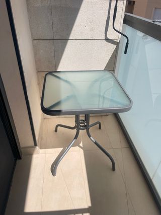 Mesa cristal exterior gris - metal