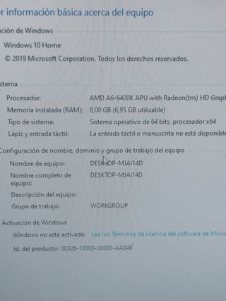 PC sobremesa AMD A6-6400K