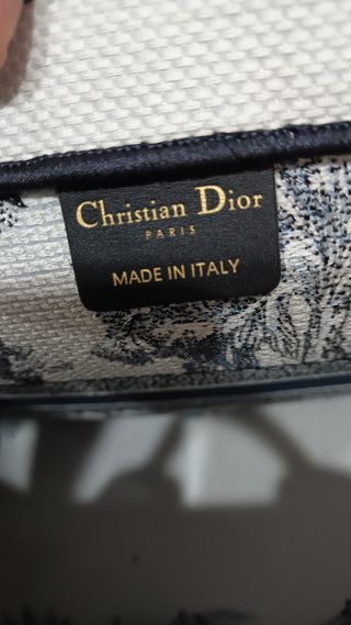 Dior Book Tote Media Borsa bianca e blu palme