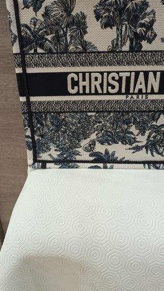 Dior Book Tote Media Borsa bianca e blu palme