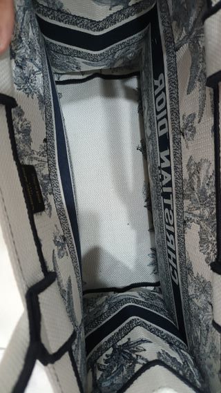 Dior Book Tote Media Borsa bianca e blu palme