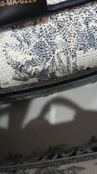Dior Book Tote Media Borsa bianca e blu palme