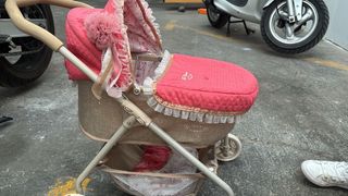 Carrito bebé muñecas rosa