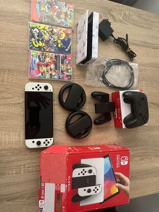 Nintendo Switch Oled Blanca + Juegos