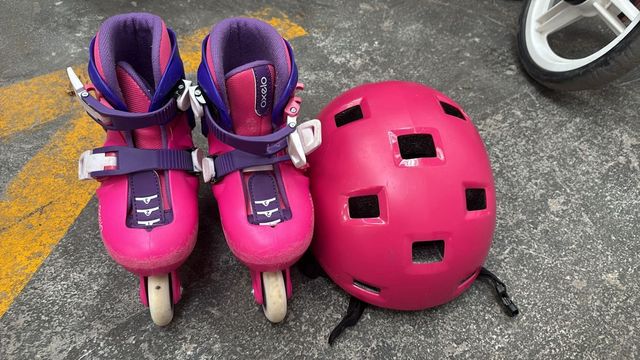 Patines + Casco Rosa 27 - 28 talla PRECIO NEG.