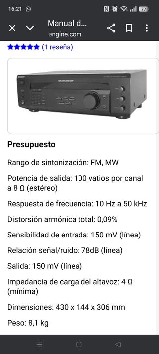 Sony STR-DE135 Amplificador 100W