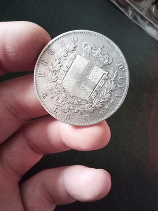 5 Lire 1874 - Regno d'Italia vittorio Emanuele II