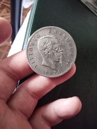 5 Lire 1874 - Regno d'Italia vittorio Emanuele II
