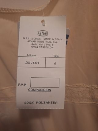 Camisón Tybor beige talla 6
