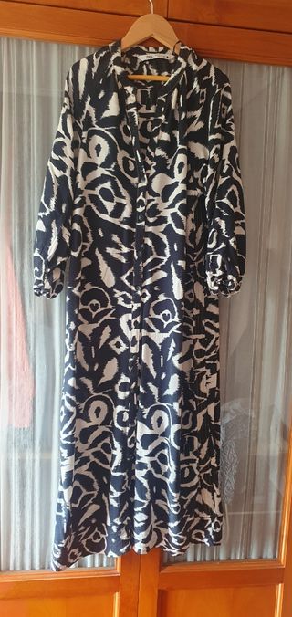 Vestido Zara largo XS - blanco y negro