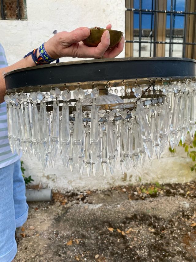 Lámpara techo antigua de cristal