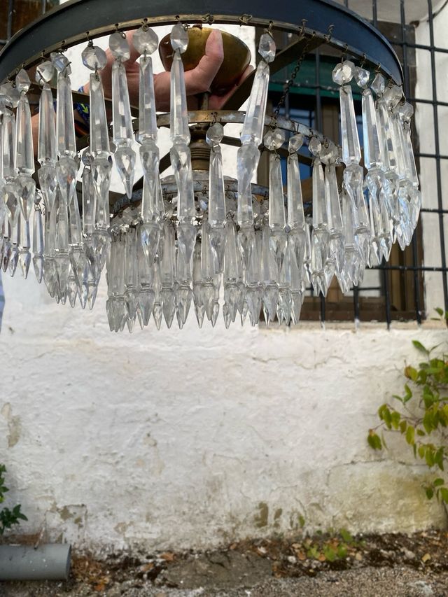 Lámpara techo antigua de cristal