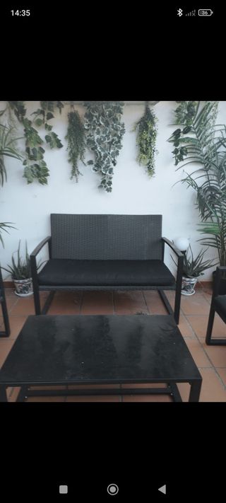 Conjunto jardín - Negro - Metal y ratan 