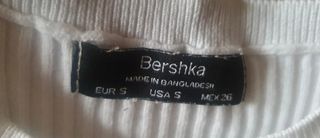 Top Bershka blanco canalé talla S