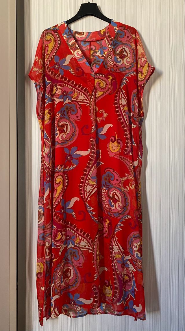 Vestido túnica estampado rojo