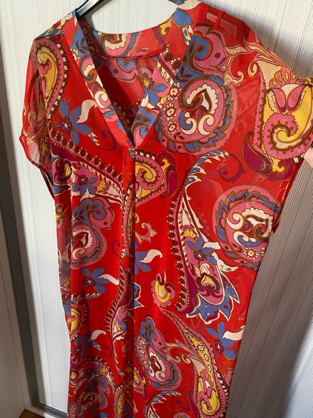 Vestido túnica estampado rojo