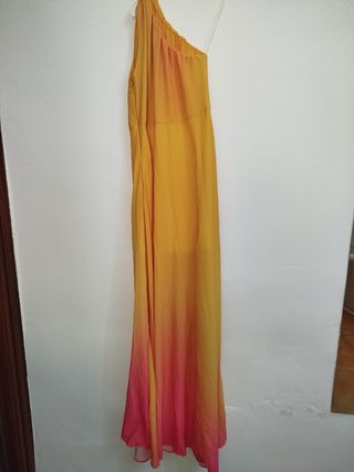 Vestido fiesta-degradado amarillo-rosa. Talla S-M