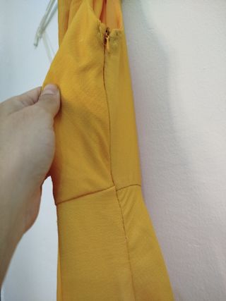 Vestido fiesta-degradado amarillo-rosa. Talla S-M