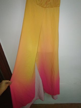 Vestido fiesta-degradado amarillo-rosa. Talla S-M