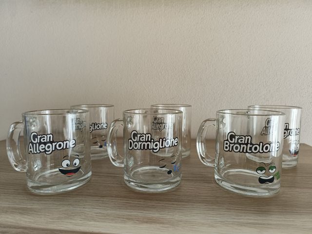 6 Bicchieri Grandi - Vetro Decorati a colori 