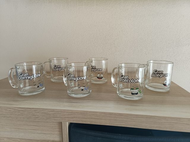 6 Bicchieri Grandi - Vetro Decorati a colori 