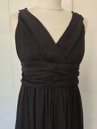 Vestido seda largo negro LILY M 38