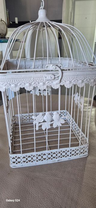 Jaula pajaros metal blanca