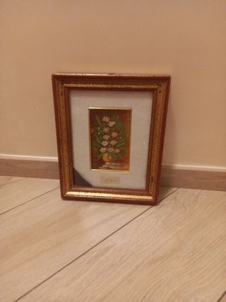 Dipinto fiori foglia oro