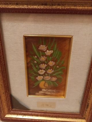 Dipinto fiori foglia oro