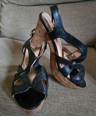 Sandalias tacón negras tacón de 11 cm