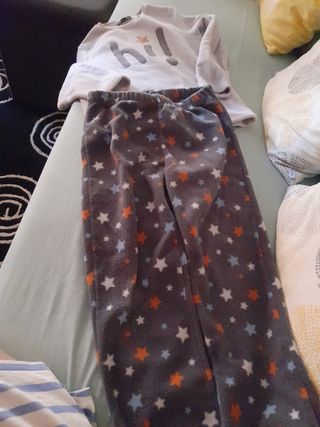 Pijama niña TEX M - Felpa, gris, naranja.