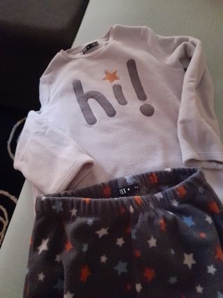 Pijama niña TEX M - Felpa, gris, naranja.