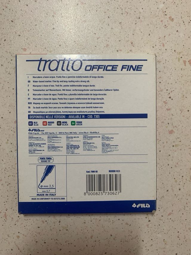 Tratto Office Fine - Pennarelli Rosso - 12pz