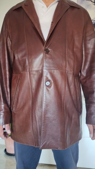 Chaqueta piel marrón vintage hombre
