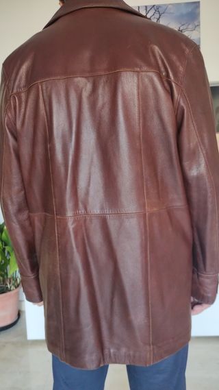 Chaqueta piel marrón vintage hombre