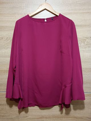 Blusa Over Size manga larga frambuesa 