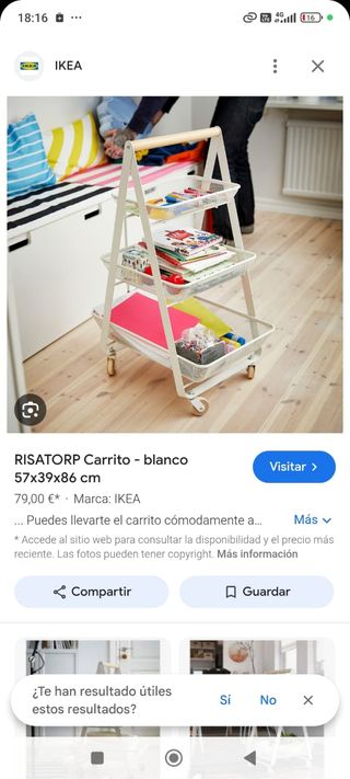 Carrito IKEA RISATORP blanco 57x39x86cm