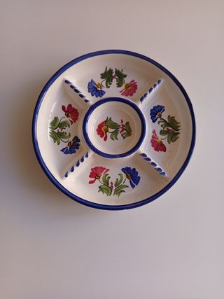Plato porcelana 5 secciones - azul, blanco
